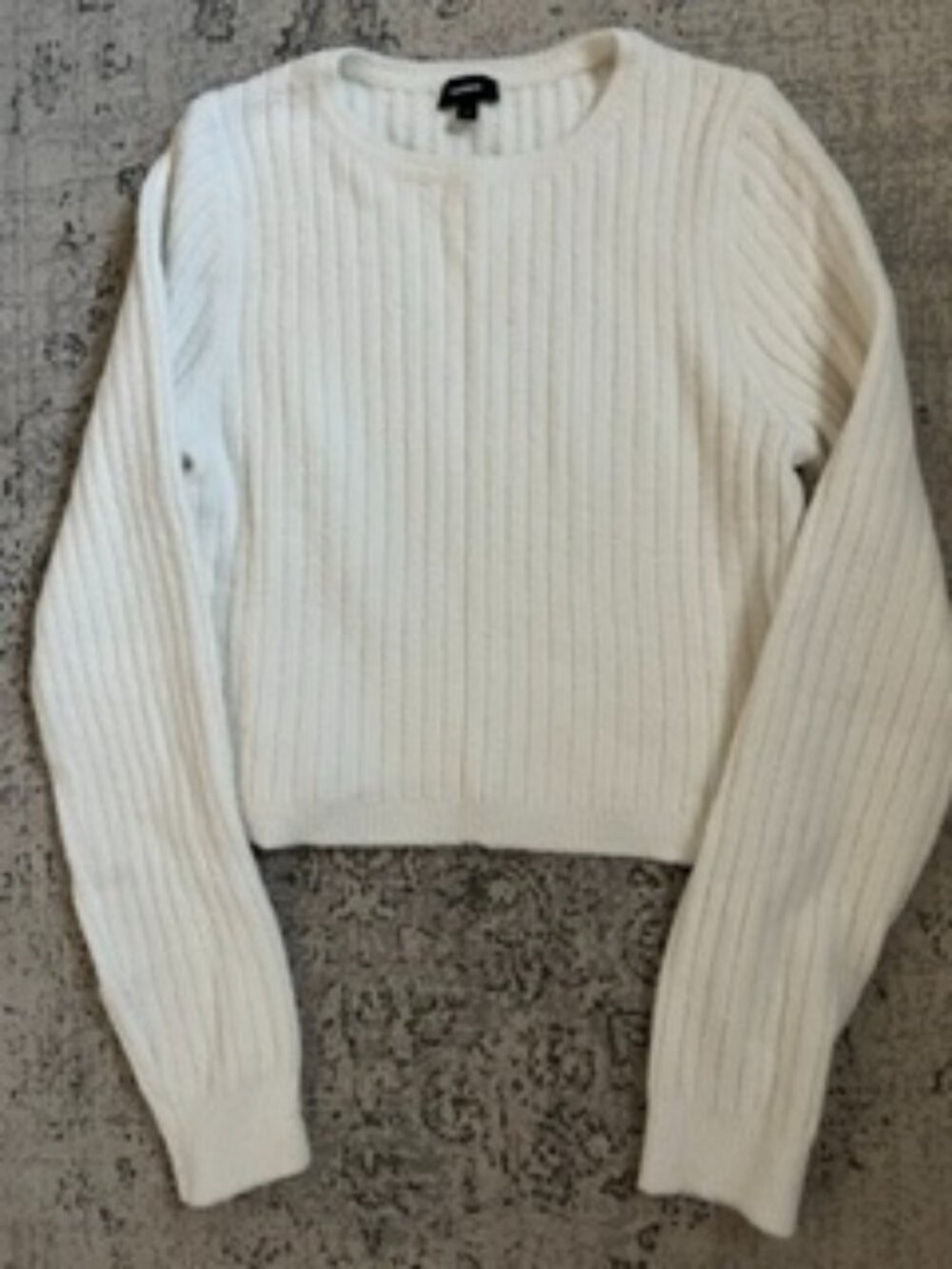 Express White Ribbed Crew Neck Sweater